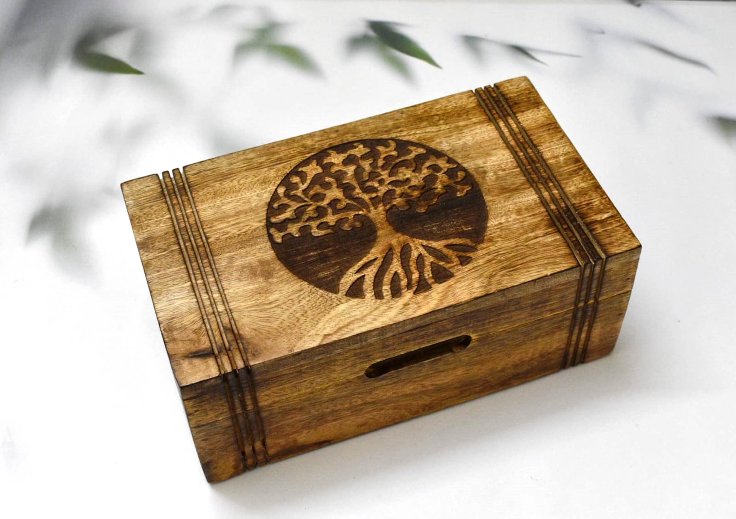 Caja de té de madera, caja de té para bolsas de té, caja de té de madera dura grabada con 6 compartimentos, caja de almacenamiento de té multifuncional, organizador de caja de té de madera, 10 x 6