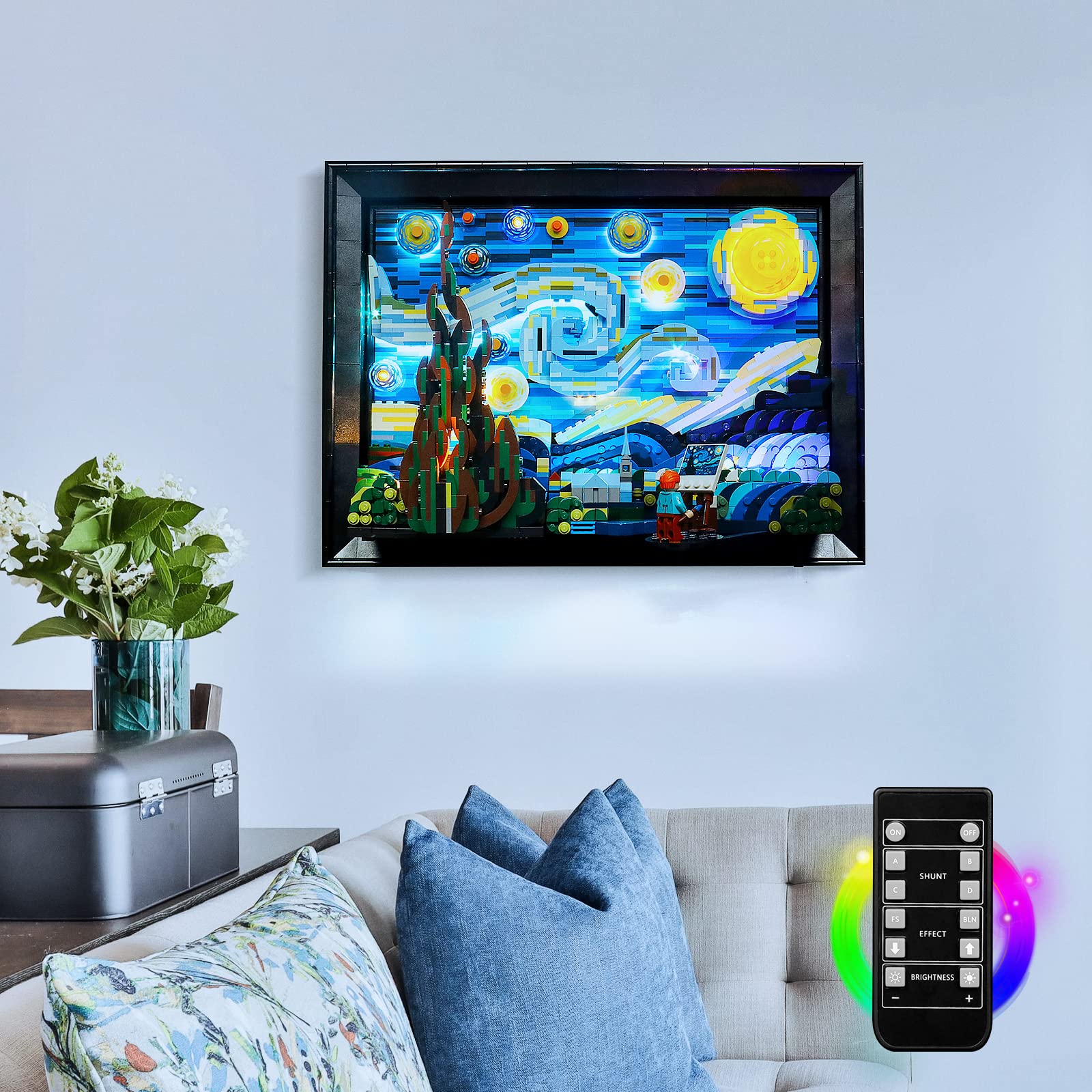 Juego de luces LED compatible con el juego de construcción Starry Night de Lego (modelo Lego no incluido), juego de luces LED DIY con control remoto para 21333 Vincent Van Gogh, luces de juguete
