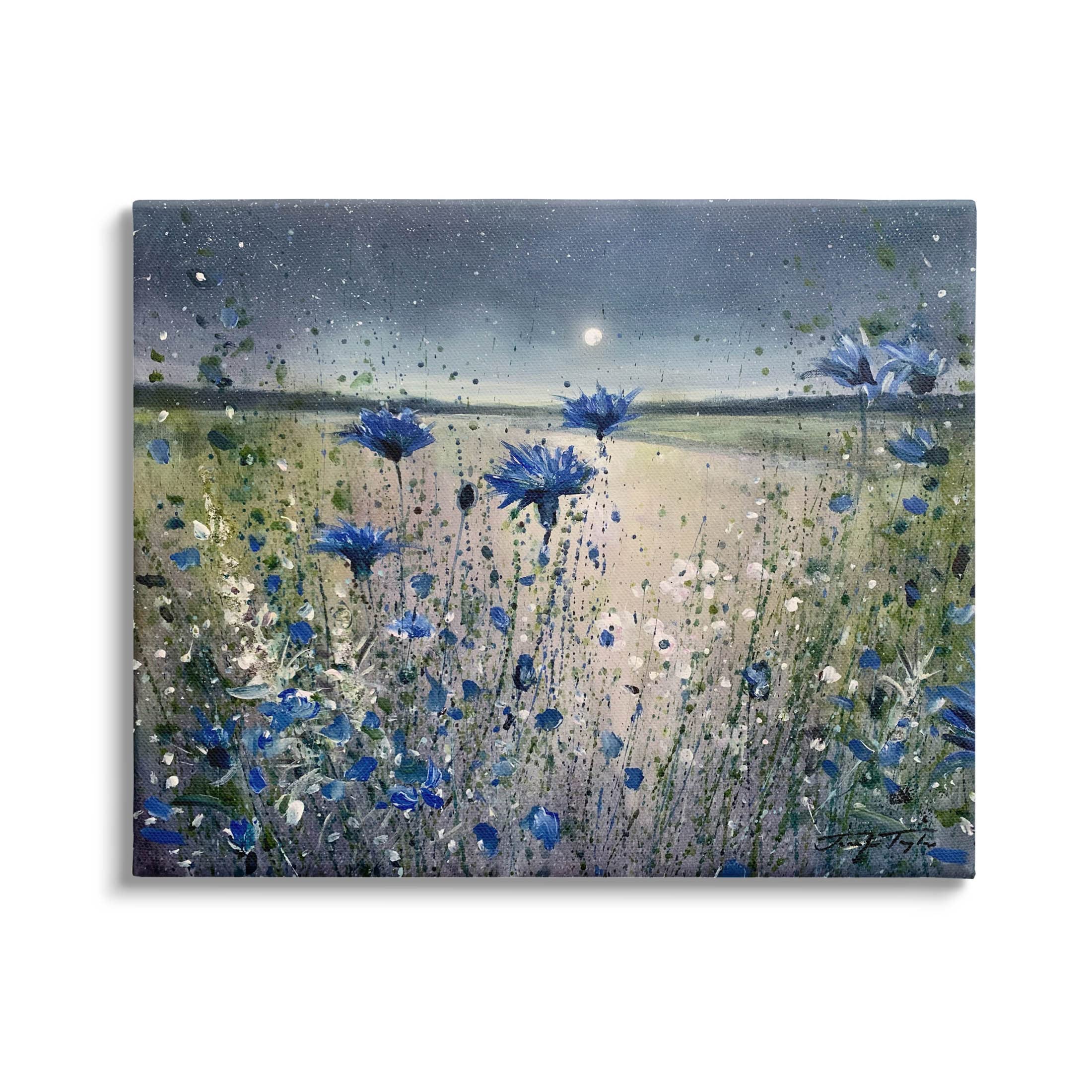 Stupell Industries Blooming Blue Flowers Night Moon Canvas Wall Art, Design by Jennifer Taylor Art