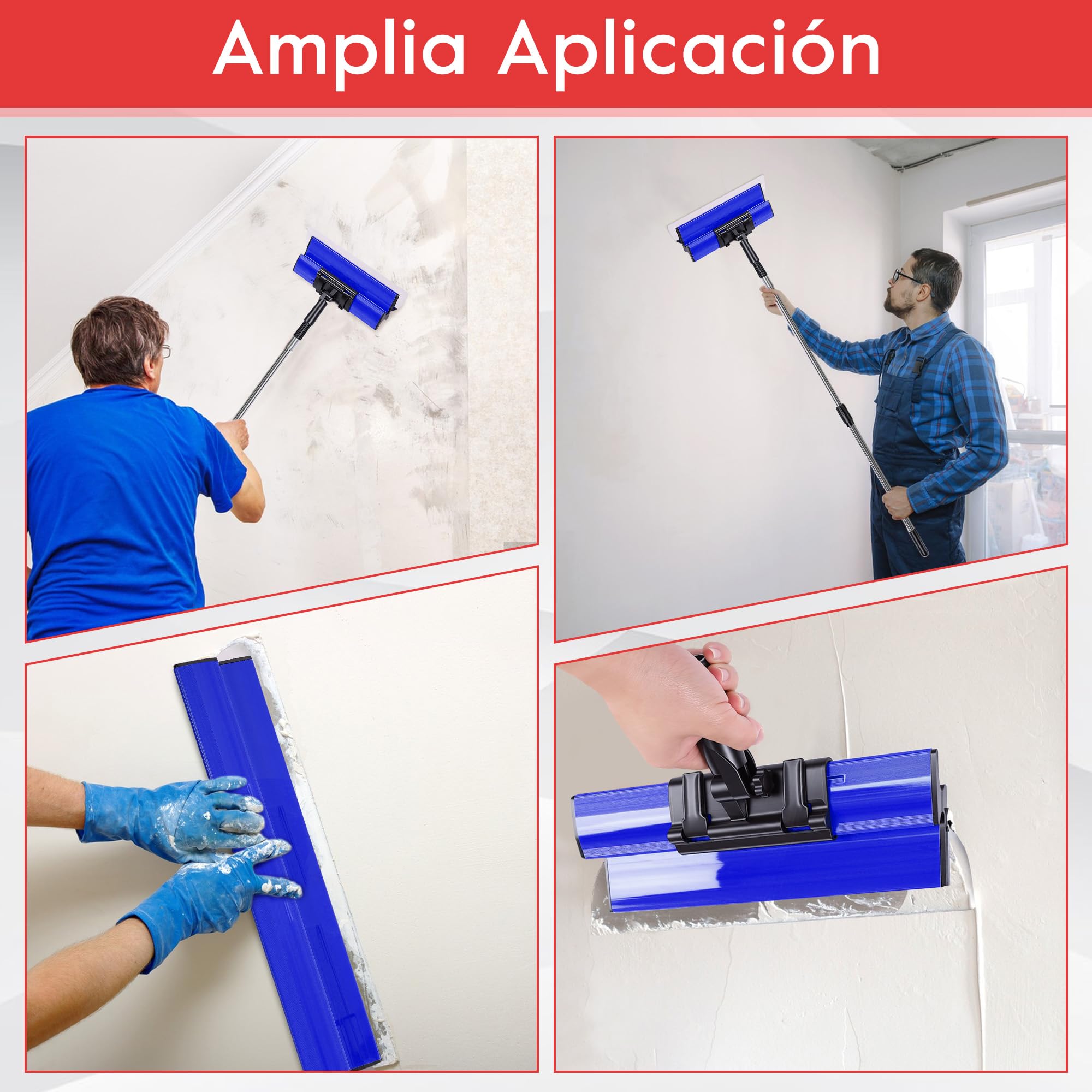 Espátula Para Alisar Paredes 15 Cm, 25 Cm, 40 Cm, 60 Cm, 80 Cm Con De Extensión De 70 Cm-150 Cm Llana Para Alisar Paredes Espatulas Pladur (Azul)