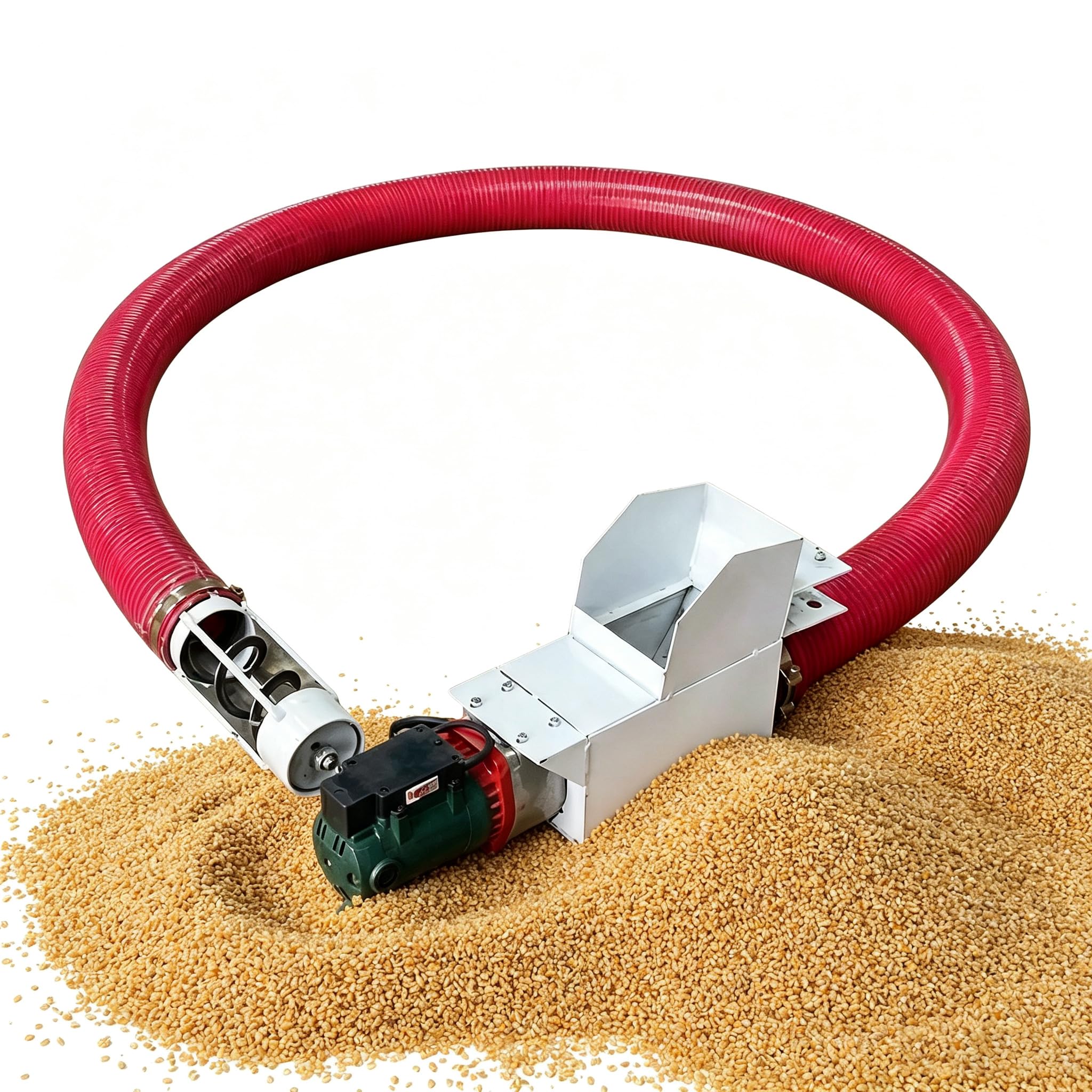 Whoolefun Grain Suction Machine With 3M Hose, 3300W Electric Screw Conveyor Machine For /Cement/Sand, All-Copper Motor, Large Suction, For Agriculture & Industrial Use