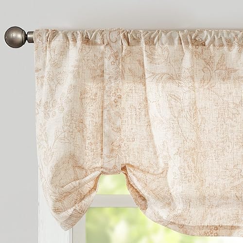 Miniatura 10 de Lazzzy Cenefa de lino con lazos florales azules, cenefa de lino para cocina, sala de estar, dormitorio, cenefas de campo, tratamientos de ventana,