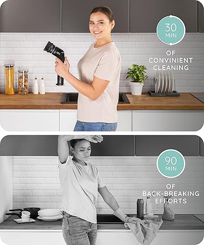 Miniatura 9 de JULY HOME Limpiador giratorio eléctrico de mano limpiador automático inalámbrico para ducha limpiador para azulejos parrilla platos fregadero ducha