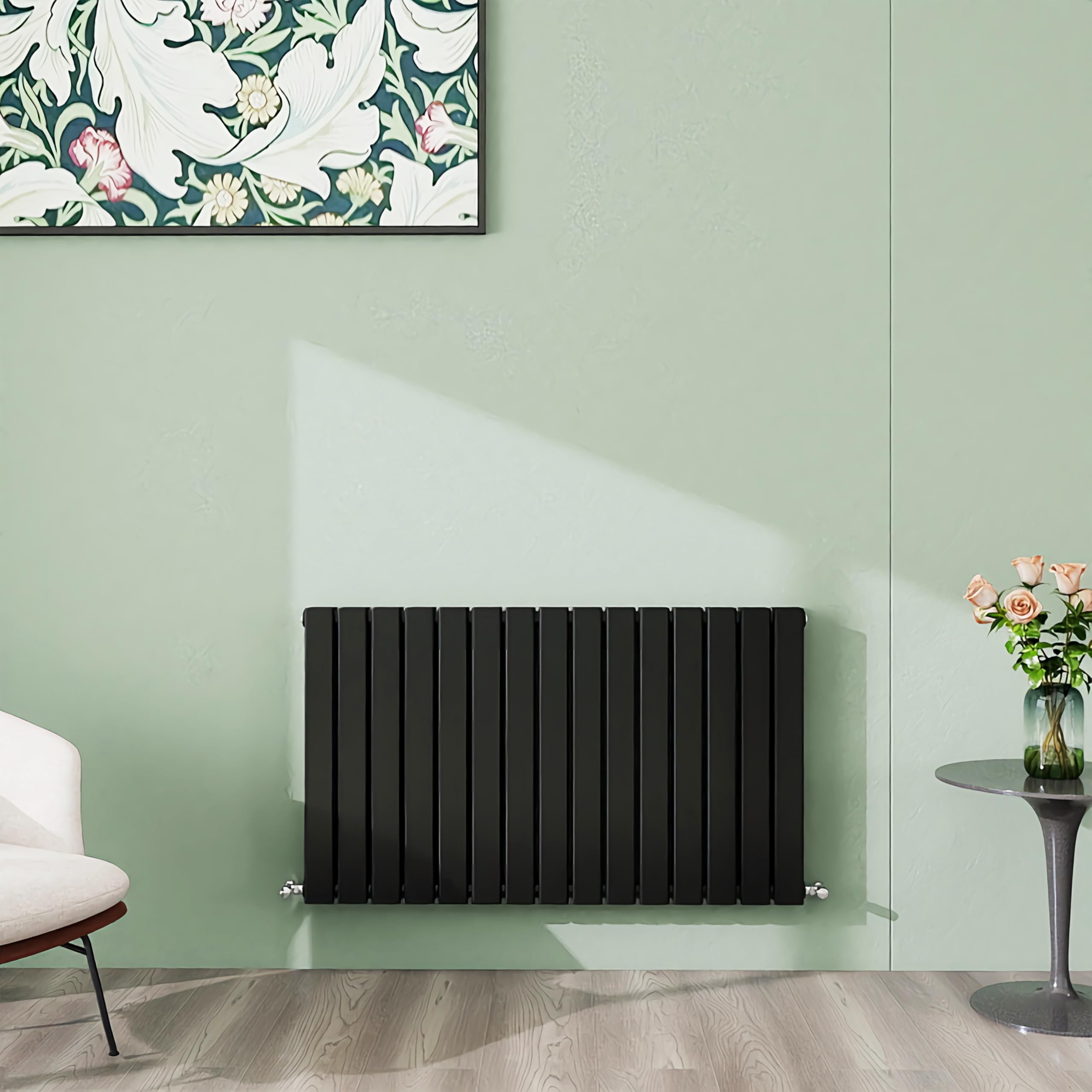 Simple Bathroom 600×1020mm Black Horizontal Designer Radiator Double Panel Modern Central Heating Flat Panel Radiators