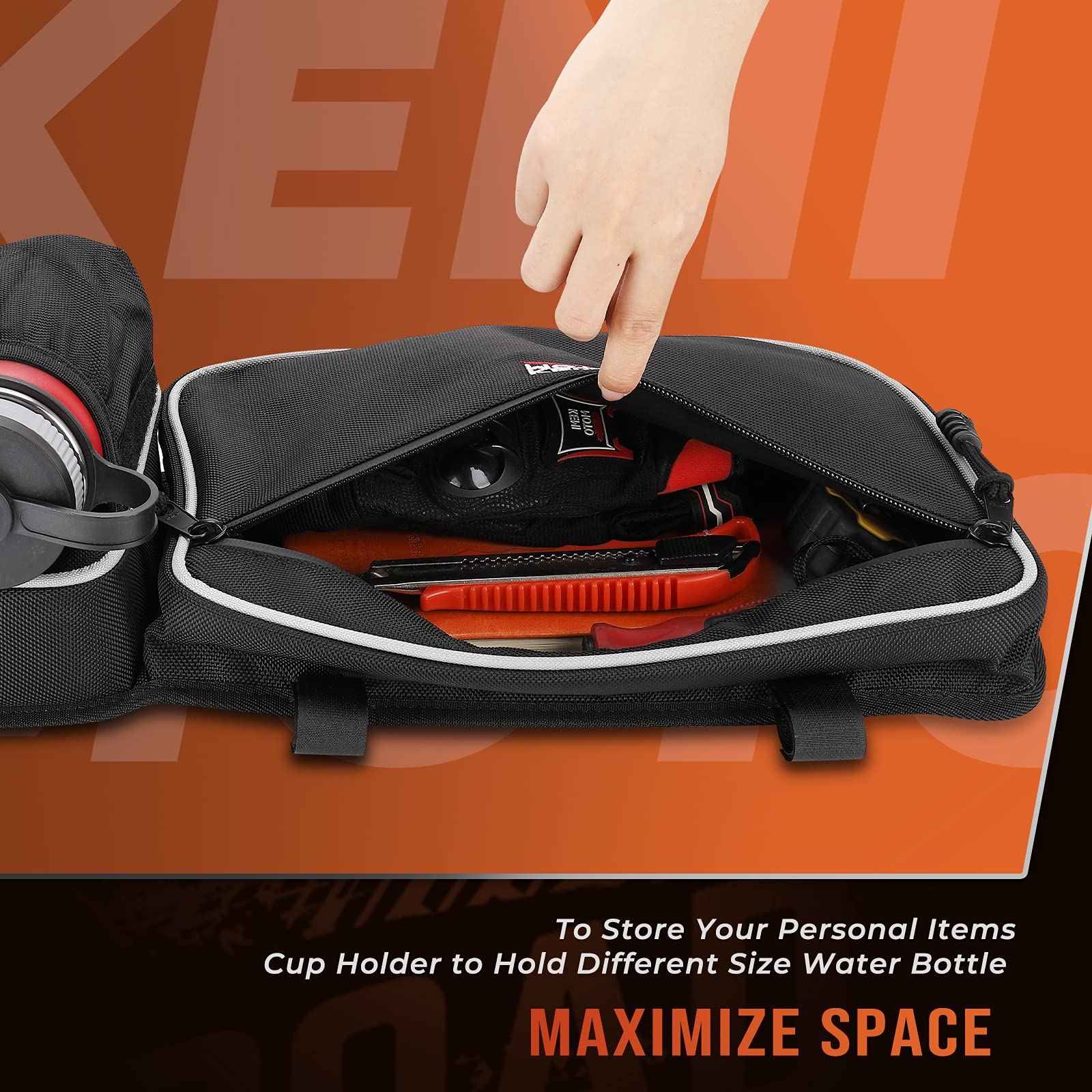 KEMIMOTO Lot de 3 Sacs de Porte Avant compatibles avec Can am Maverick X3 Max Turbo R X DS Turbo X RS Turbo R 2017 2018 2019 2020 2021 UTV avec genouillères Amovibles et Porte-gobelet