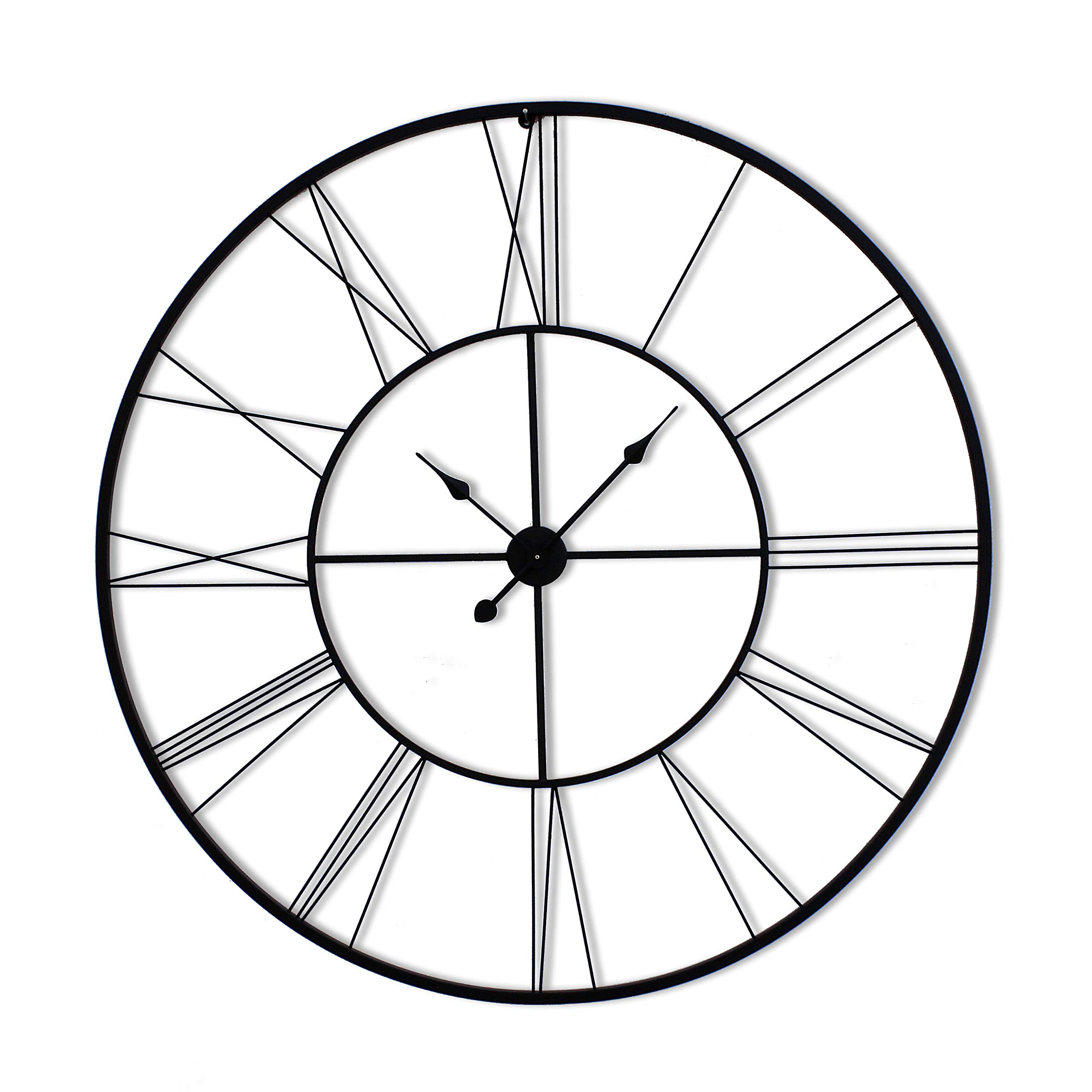 CraftterMetal Wall Clock for Living, Hall, Dining Bedroom- Roman Modern Time Piece for Home Office Large Hanging Decorative Wall Clock (150 cm, Black)