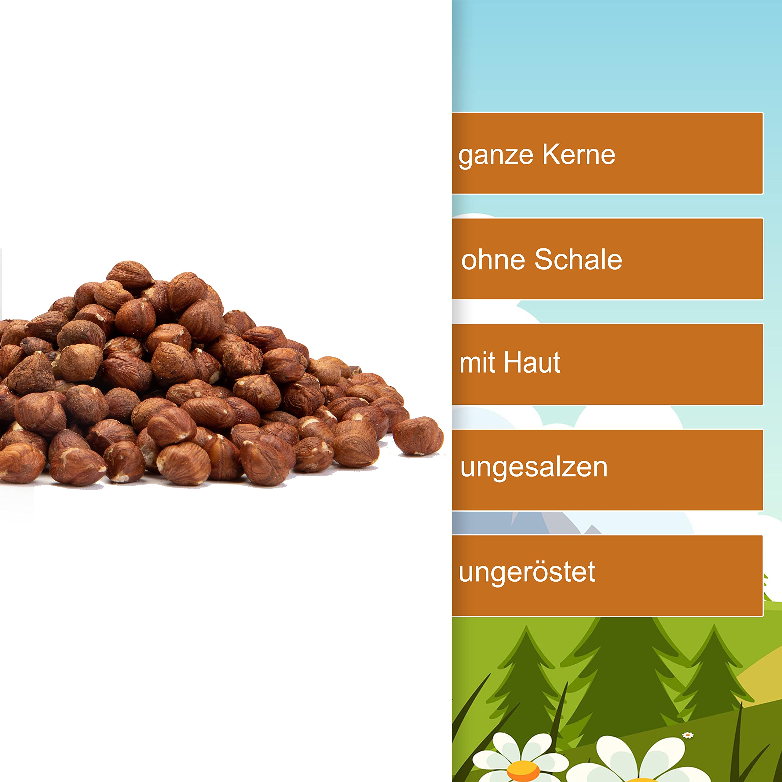 Haselnüsse naturbelassen 1,5kg im Eimer mit Haut ganz roh NussFuchs