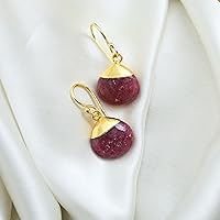 Vista 74 de Gempires - Pendiente de gancho de pera natural, pendiente de meditación, joyería hecha a mano, regalo para ella Yaxaite