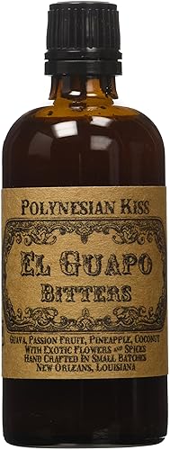 El Guapo Bitters Polynesian Kiss Bitters 4 onzas líquidas, amargos digestivos cítricos, sin alcohol, sin gluten y vegano, potenciador de bebidas