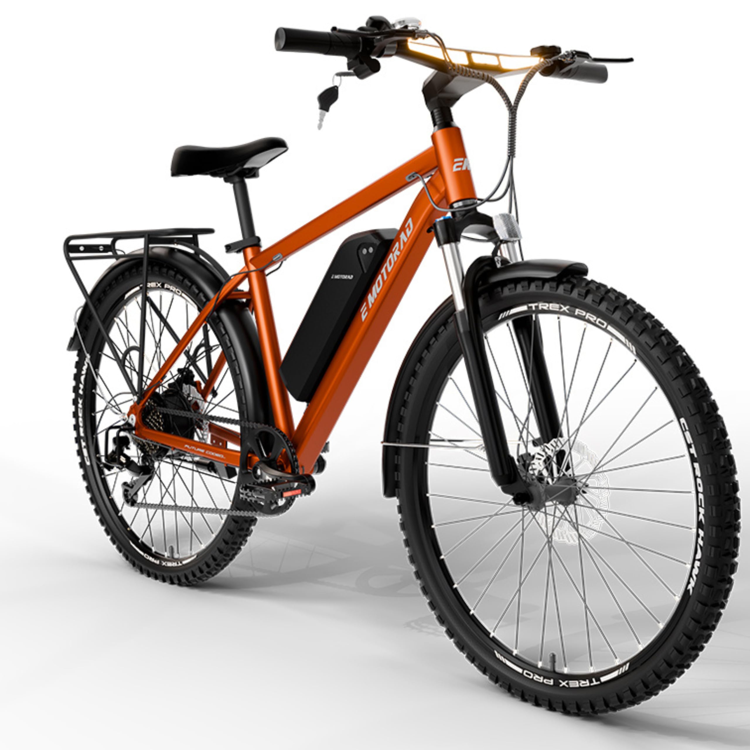 EMotorad T-Rex Pro, Bicicleta Eléctrica Urbana MTB, Display i13 Integrado, Motor 250W 40Nm, Batería Extraíble 36V 13Ah, Shimano Altus 7 Velocidades, Suspensión 100 mm, Frenos Disco, Autonomía 70 km