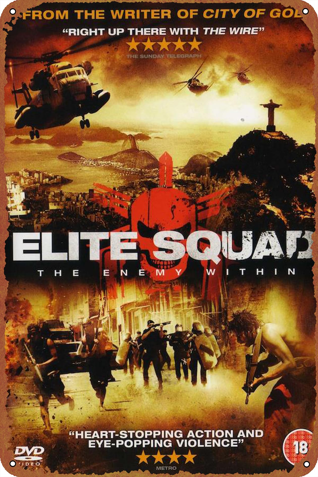 Tropa de Elite 2: O Inimigo Agora é Outro Metal Tin Sign Vintage Wall Art Decoration Living Room Bathroom Kitchen Movie Poster Decor 8 * 12 Inches