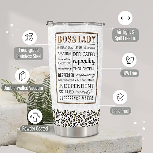 Miniatura 3 de HOMISBES Vaso de 20 onzas, regalos para jefe para mujer, regalos para jefe, regalos para jefe, regalos de jubilación para mujeres, regalos de