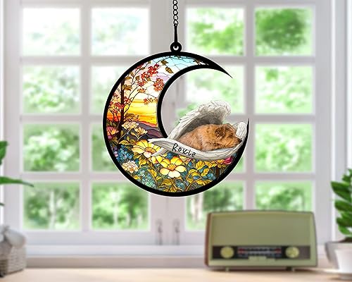 Miniatura 561 de Chow Chow Dog Memorial Suncatcher, adorno de Navidad Chow Chow con nombre, atrapador de pérdida de mascotas, regalos para los amantes de los perros