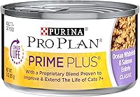 Vista 4 de Purina Pro Plan Senior Cat Food Wet Pate, Ocean Whitefish and Salmon Entree – (Paquete de 24) latas de 3 onzas