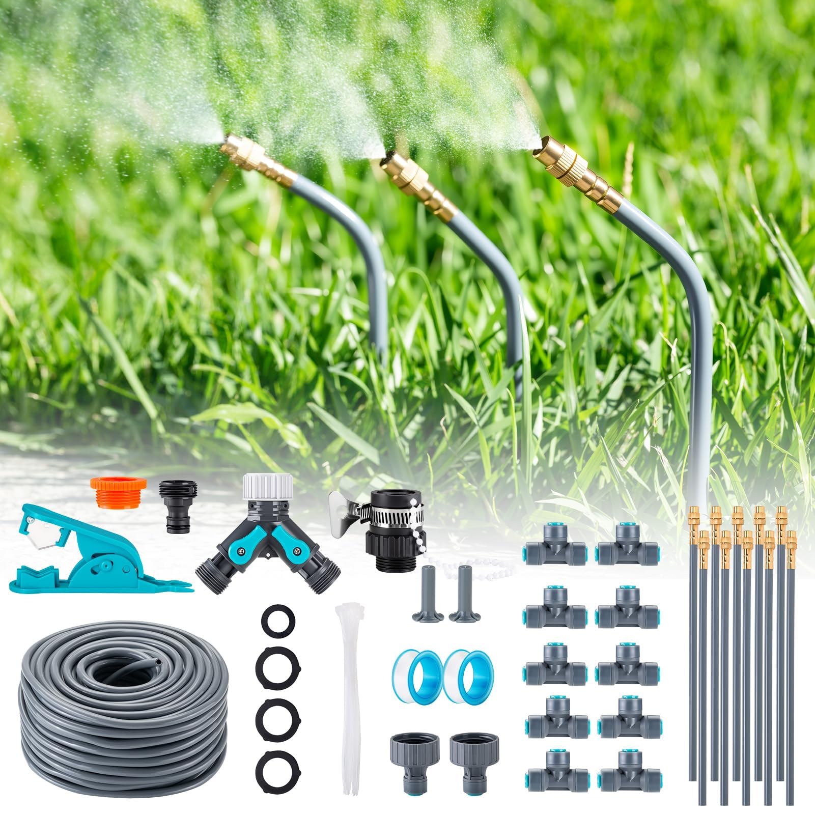Impianto Irrigazione Giardino Automatico, Irrigazione Automatica, Irrigazione A Goccia Ugello Regolabile A 360°, Kit Irrigazione Giardino Per Giardini Esterni, Cortili E Prati (10M)