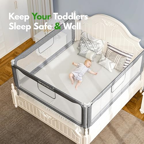 Miniatura 5 de Riel de cama para niños pequeños, riel plegable de montaje rápido en 2 minutos para Queen, tamaño matrimonial, tamaño individual, riel de cama con