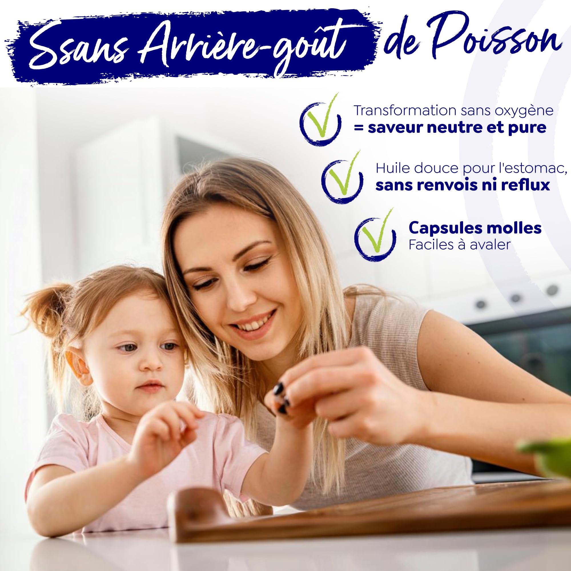 Arctic Blue Oméga-3 Huile de Poisson 60 Capsules — 550mg de DHA + 275mg d’EPA + 10µg de Vitamine D3 par Capsule — Huile de Colin d’Alaska MSC, Forme Triglycéride, Pureté Maximale, Sans Goût de Poisson