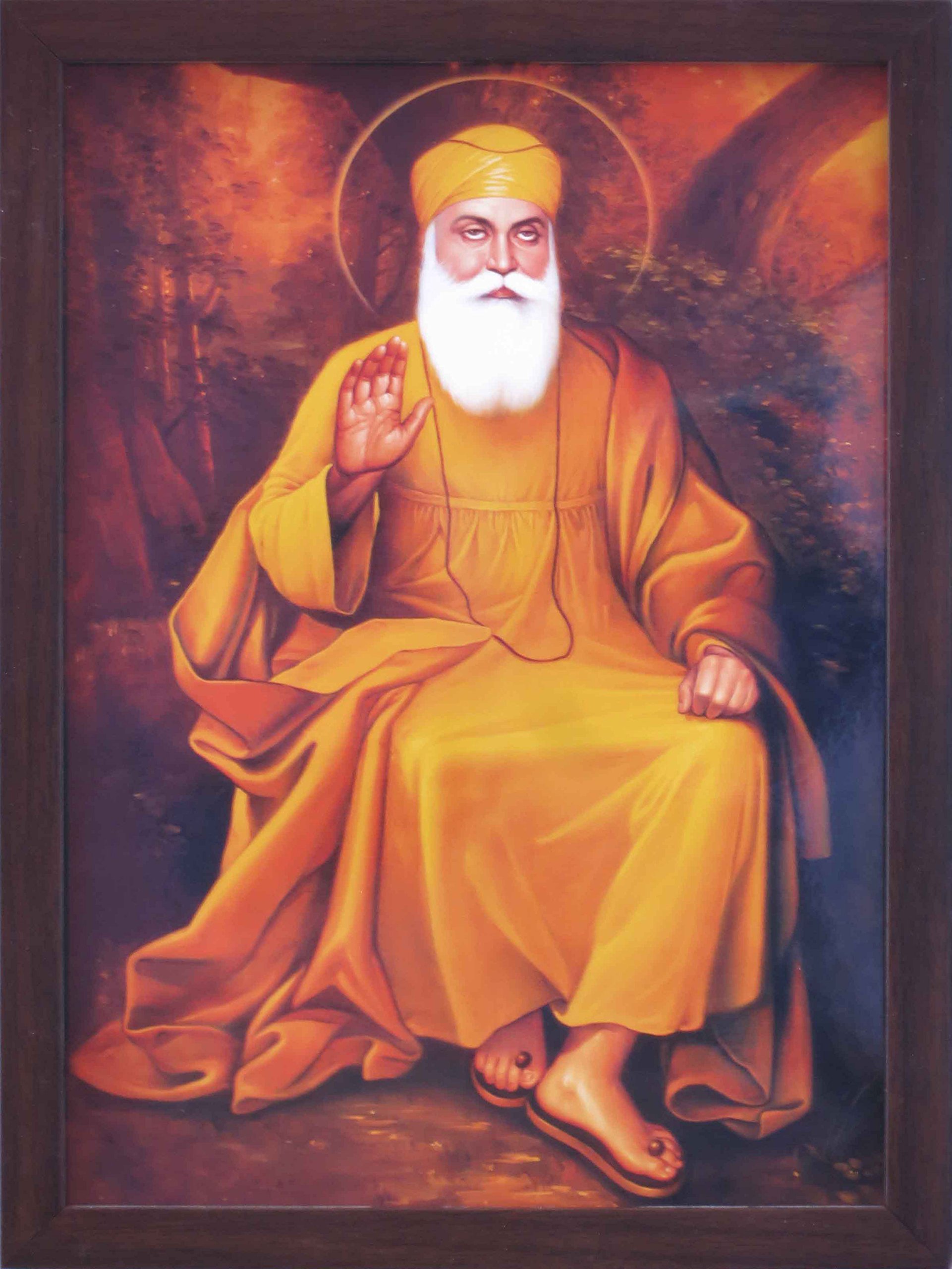 Buy Sikh Guru, Gurunank Dev ji giving blessing and wearing Mala, A