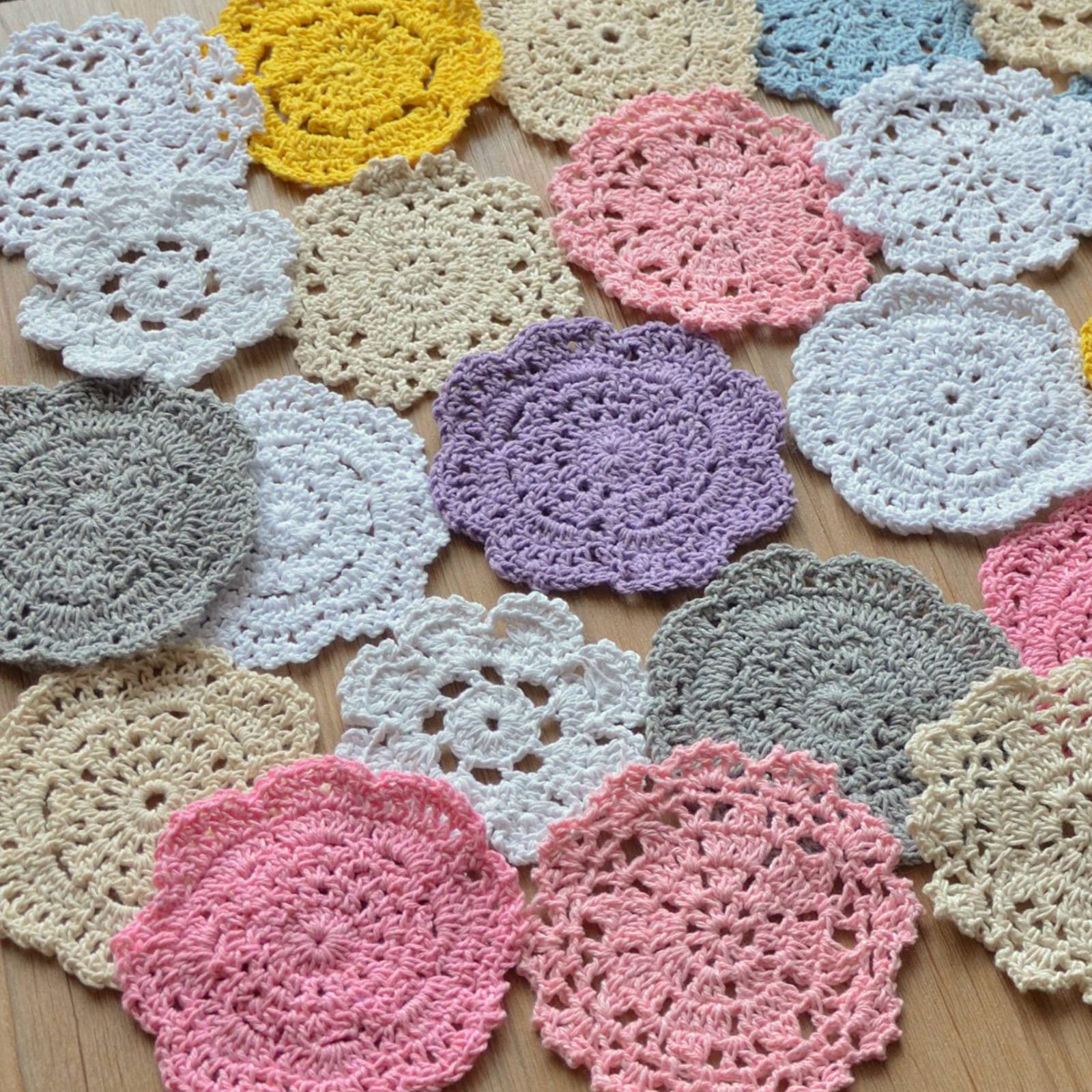 SouthMage Assorted 24 Hand Crochet Small Petal Doilies Lot for DIY Crafts