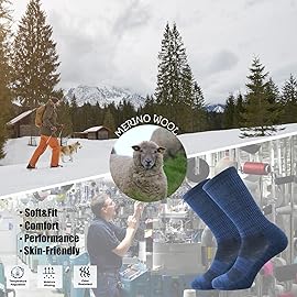 Ortis Men\'s Merino Wool Cushion Crew Socks with Moisture Wicking Control Light Weight Breathable for Outdoor Hiking Cycling(MixColor1 L)