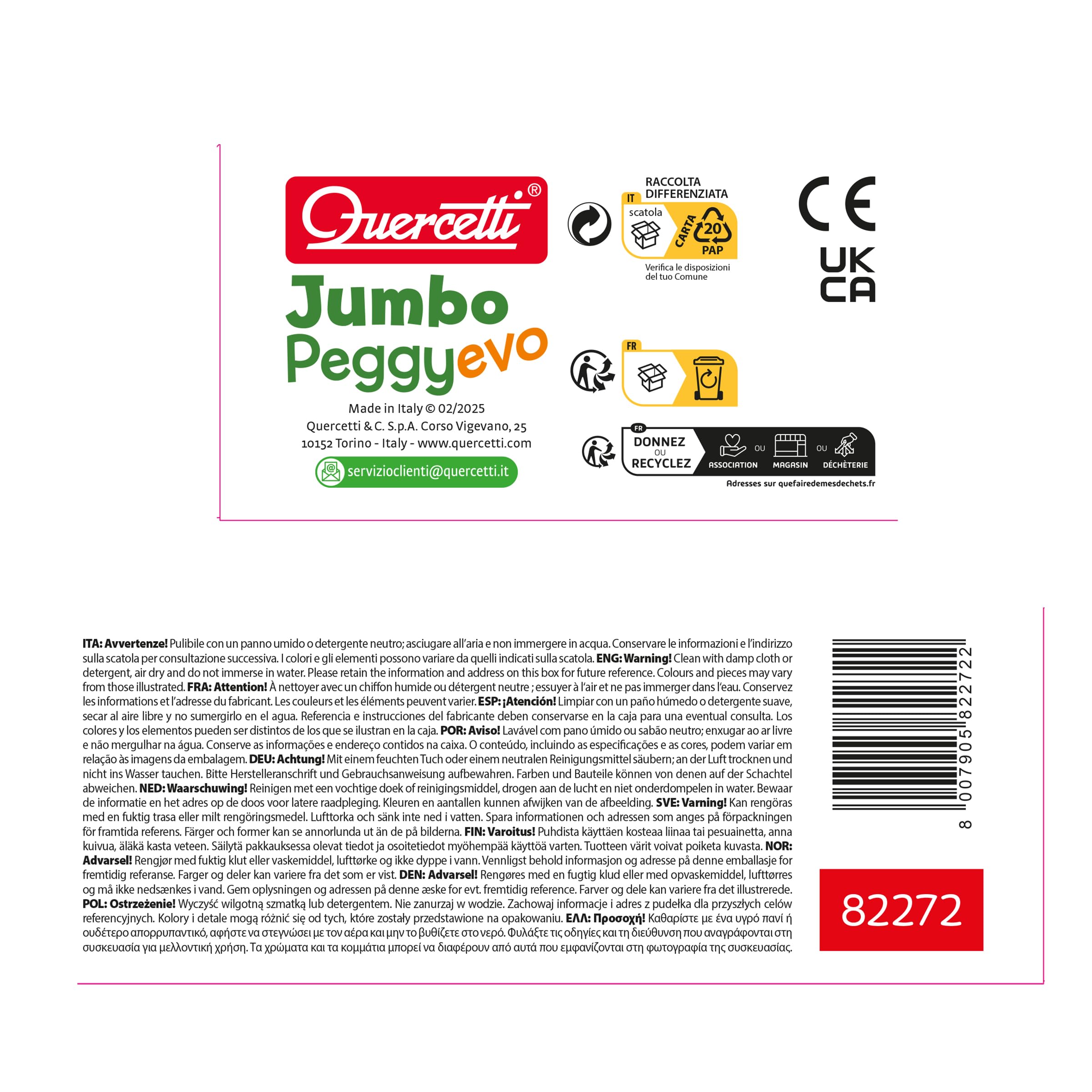 Quercetti Jumbo Peggy EVO Play Bio 41 pcs, Sort, Stack and Put Pieces in Place, Mosaic and Build - Image 3
