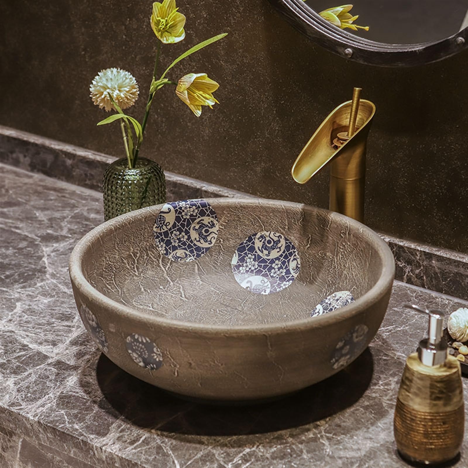 Umywalka Nablatowa, Umywalka Ceramiczna Jingdezhen, Umywalka Antyczna, Umywalka Chińska, Umywalka Okrągła Z Akcesoriami, Umywalka Nablatowa V