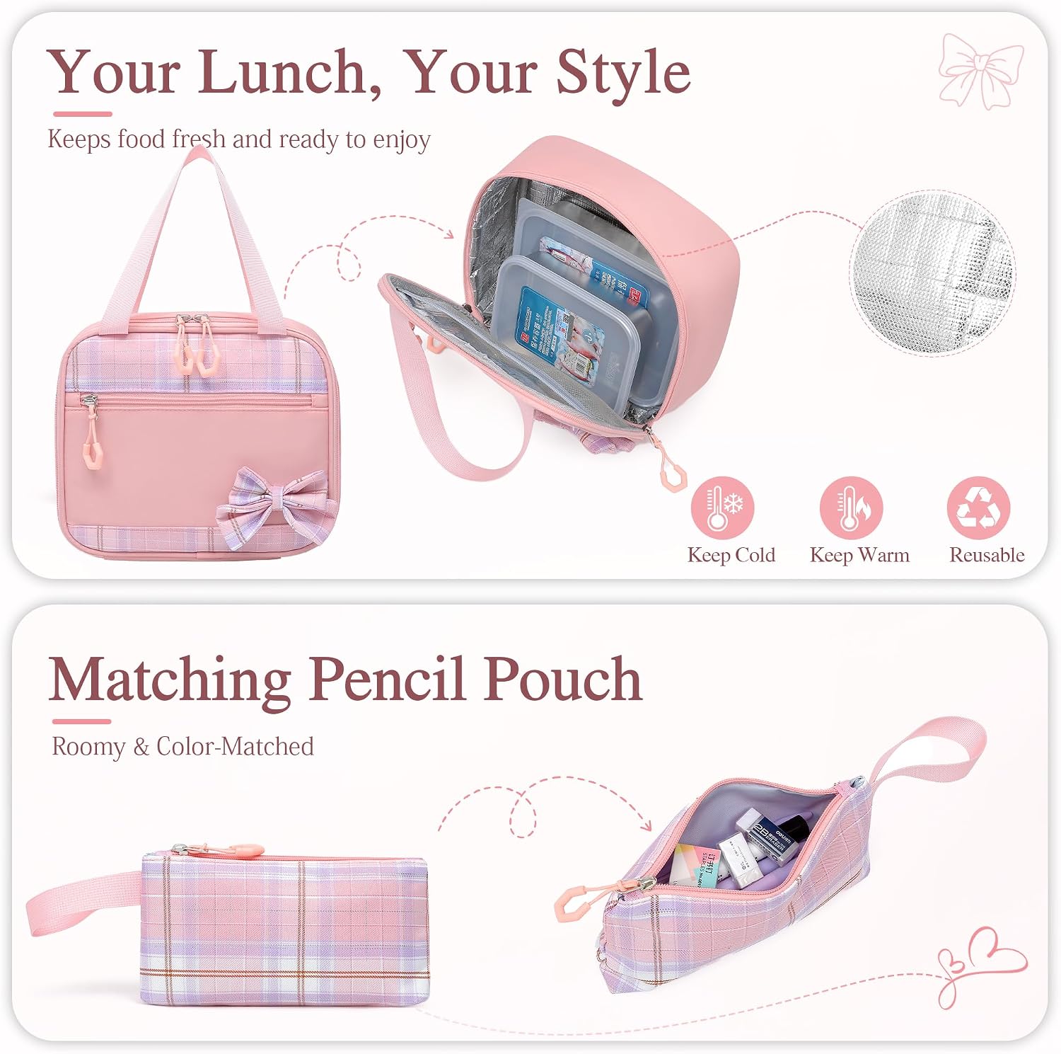 Alrisg Girls School Backpack Preppy Plaid