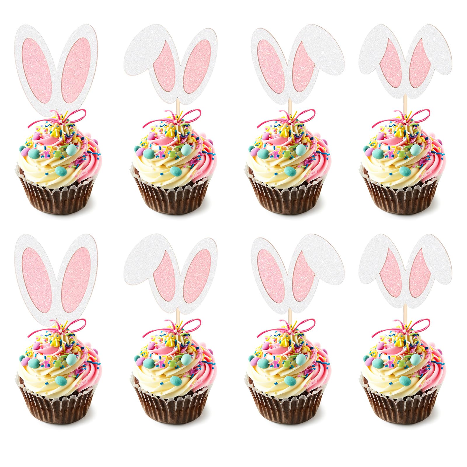 Photo 1 of **MISSING PARTS**
24Pcs Easter Bunny Cake Topper Glitter Easter Party Decorations Pink Rabbit Ears Cupcake Picks for Spring Birthday Baby Shower Party Supplies