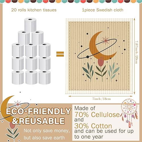 Miniatura 2 de Cunhill 6 paños de cocina estilo bohemio, algodón, secado rápido, absorbente, reutilizable, toallas de té decorativas, sin olor, toalla de mano