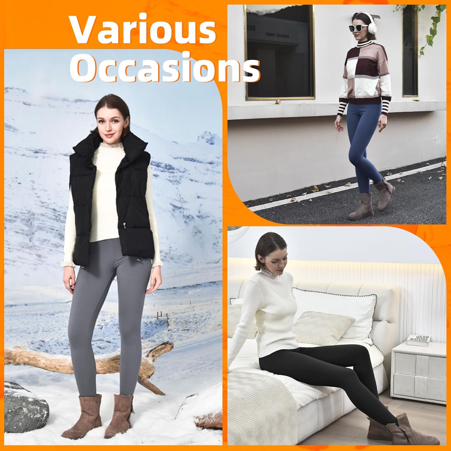 Fleece Lined Leggings for Women - High Waisted Workout Leggings for Women Running Exercise - Image 6