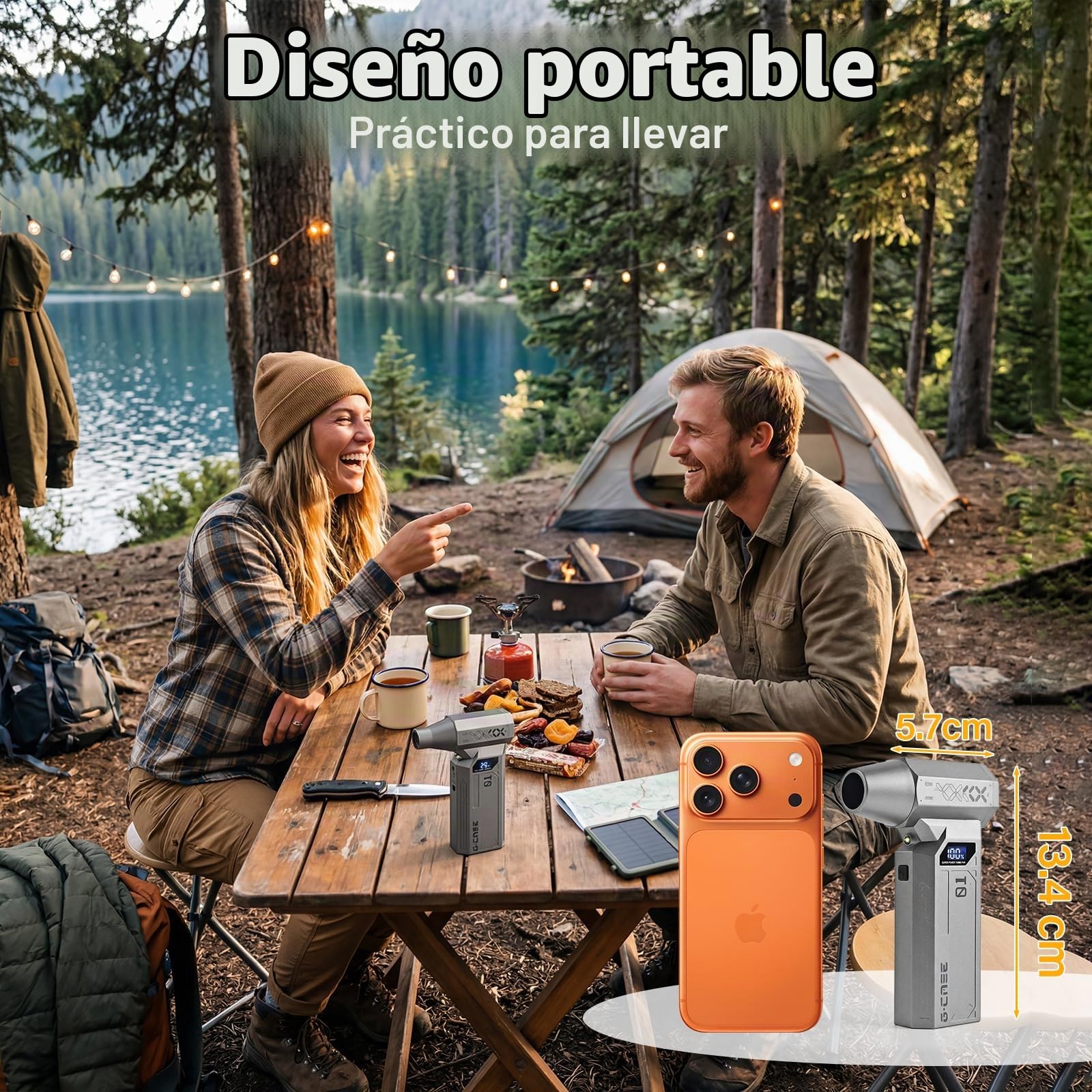 Soplador de Aire Comprimido PC, Soplador de Polvo Inalámbrico Portátil Recargable con luz, Air Duster Eléctrico 4 Velocidades para PC, Hogar, Coche y Exterior con 4 Boquillas (Plateado Gris)