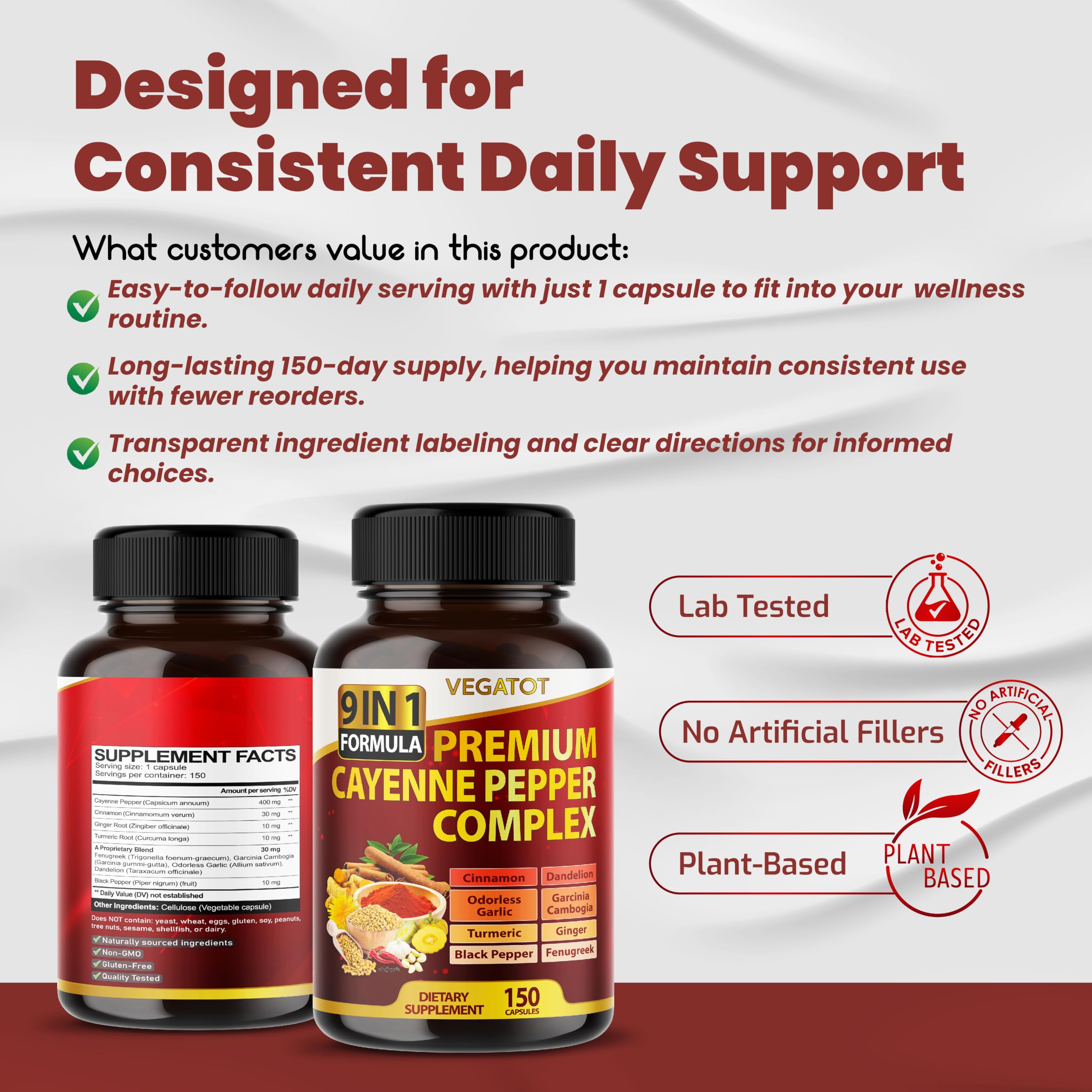 Cayenne Pepper 9-in-1 Digestive & Metabolic Support, 150 Capsules — Amazon image 9