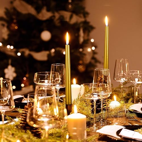 Miniatura 5 de Wrcevtor Juego de 4 velas cónicas de 10 pulgadas, 7.5 horas de combustión limpia, sin perfume, para bodas, fiestas, decoración del hogar y ocasiones