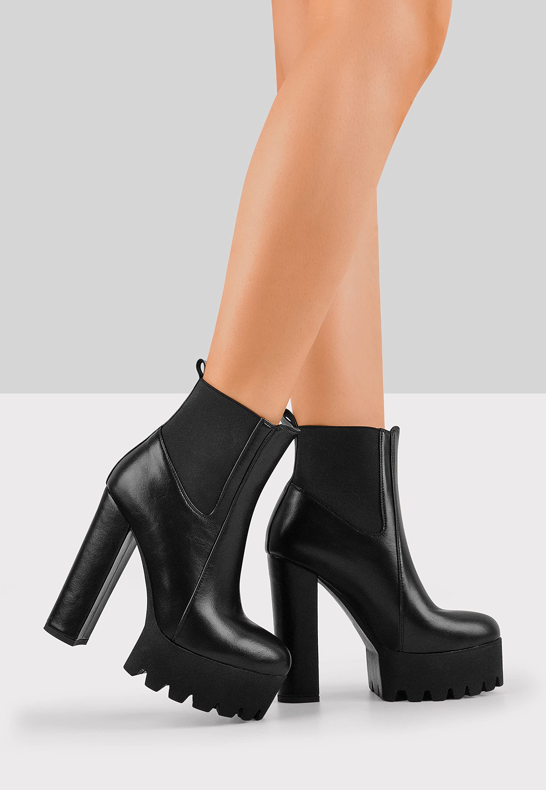 Only maker Bequeme Elastische Plateaustiefel Booties Plateau Stiefeletten mit Profilsohle