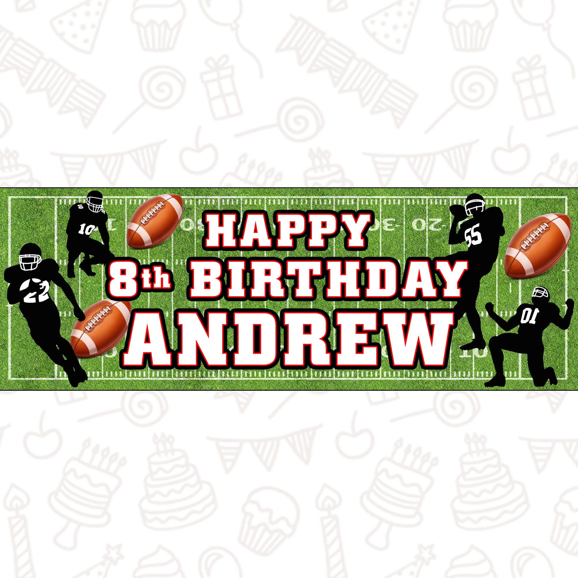 2 x Personalised American Football Birthday Banners - any name and any age