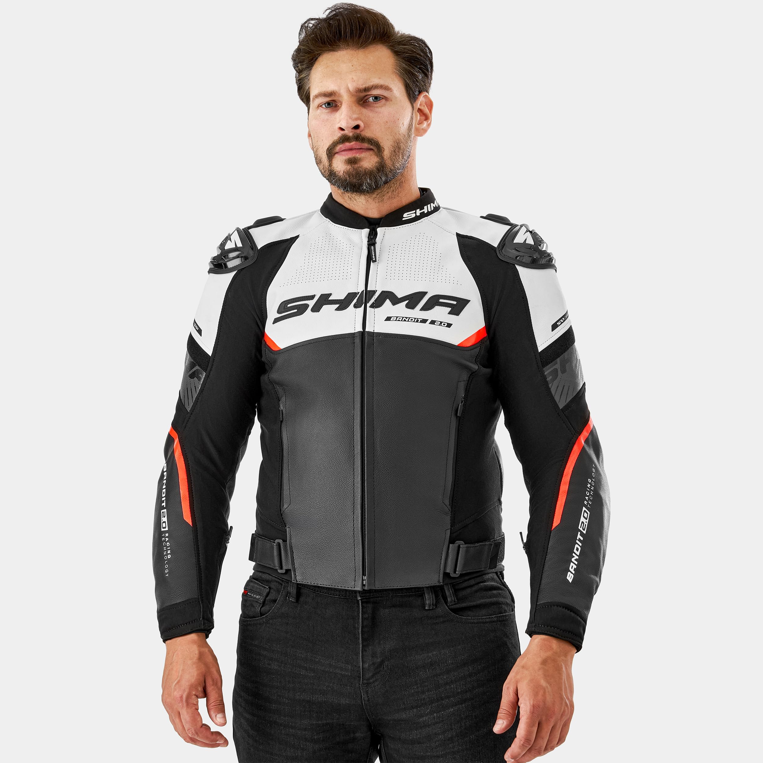 SHIMA Bandit 2.0 Chaqueta Pantalon Moto Hombre AirForce Protector Espalda Cuero Traje de Moto Motociclista Chaquetas