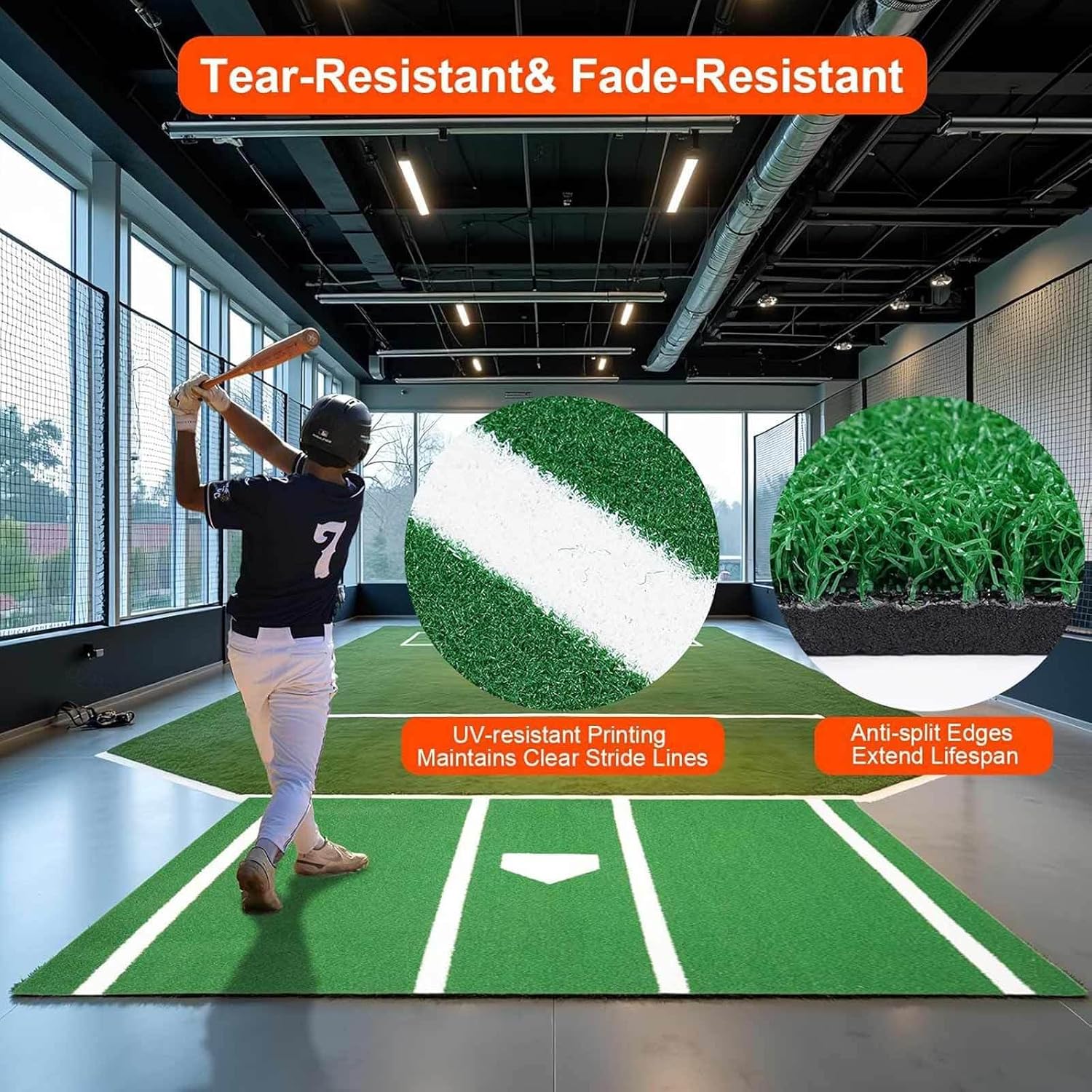 Baseball Turf Mat, with Home Plate Batters Box Turf Mat, Baseball and Softball Hitting Mat, Non-Slip Eva Indoor and Outdoor Use