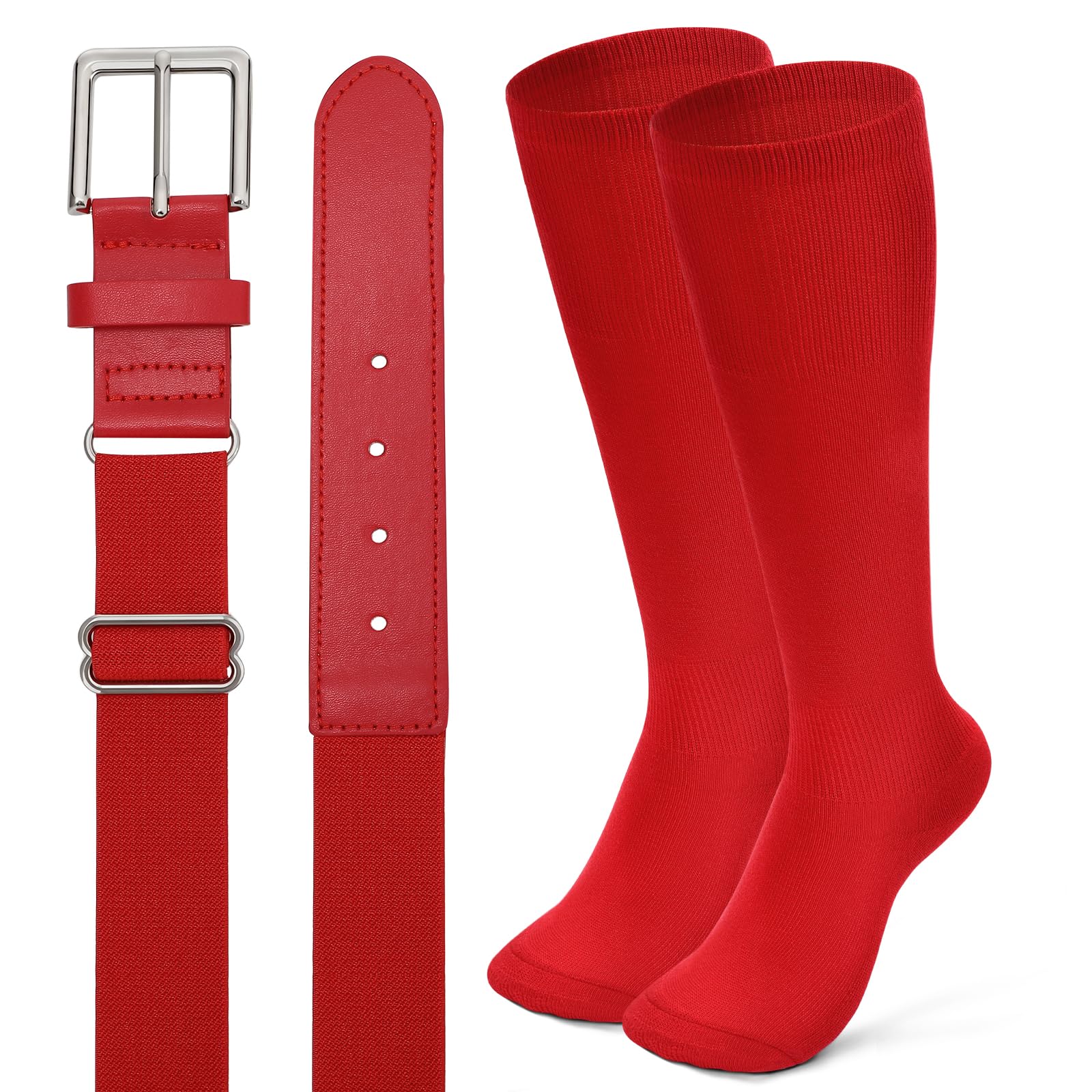 XZQTIVE Baseball Softball Socks and Baseball Softball Belt Combo Set Knee-High Soccer Socks for Kids Youth Adult