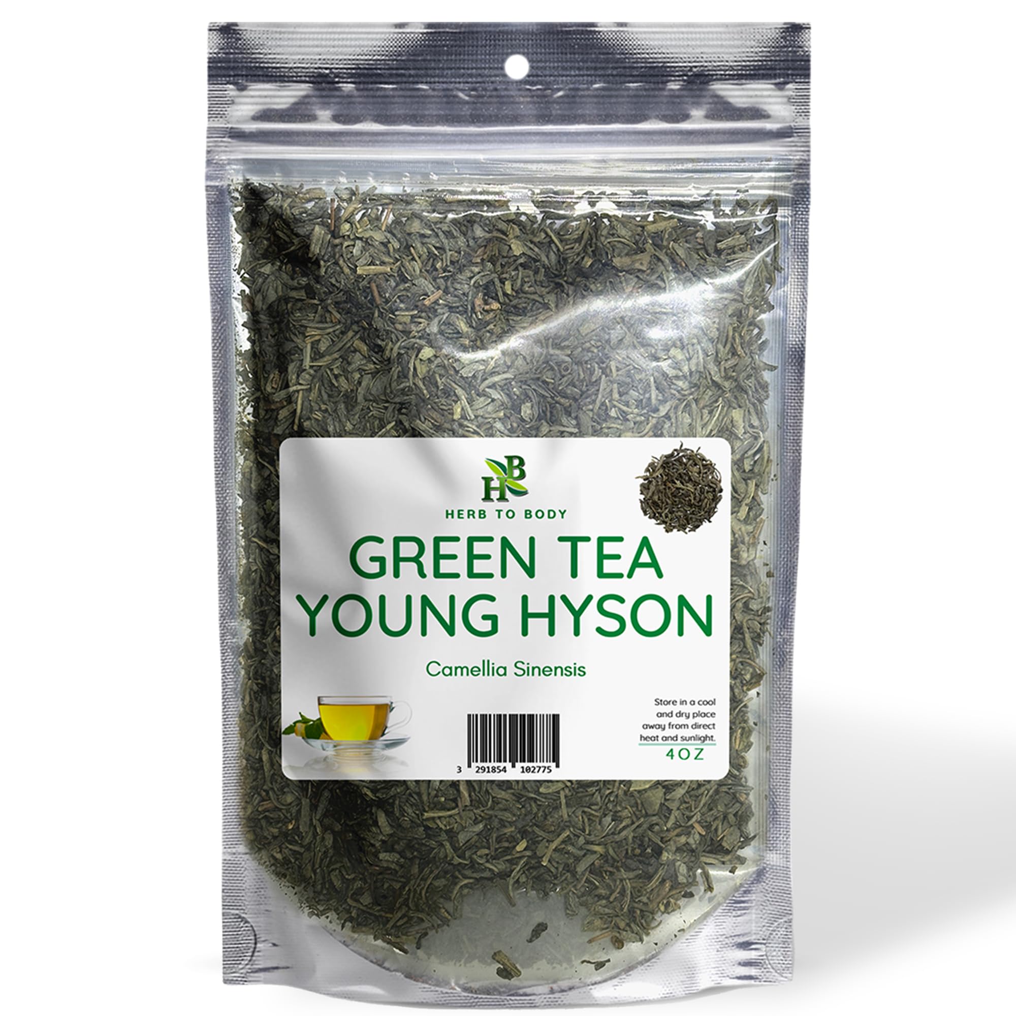 Herb To Body Young Hyson Green Tea – 4oz, Camellia Sinensis Loose Leaf Green Tea Leaves for Herbal Tea Loose Leaf Brewing and Traditional Daily Wellness Uses 4 Ounce (Pack of 1)
