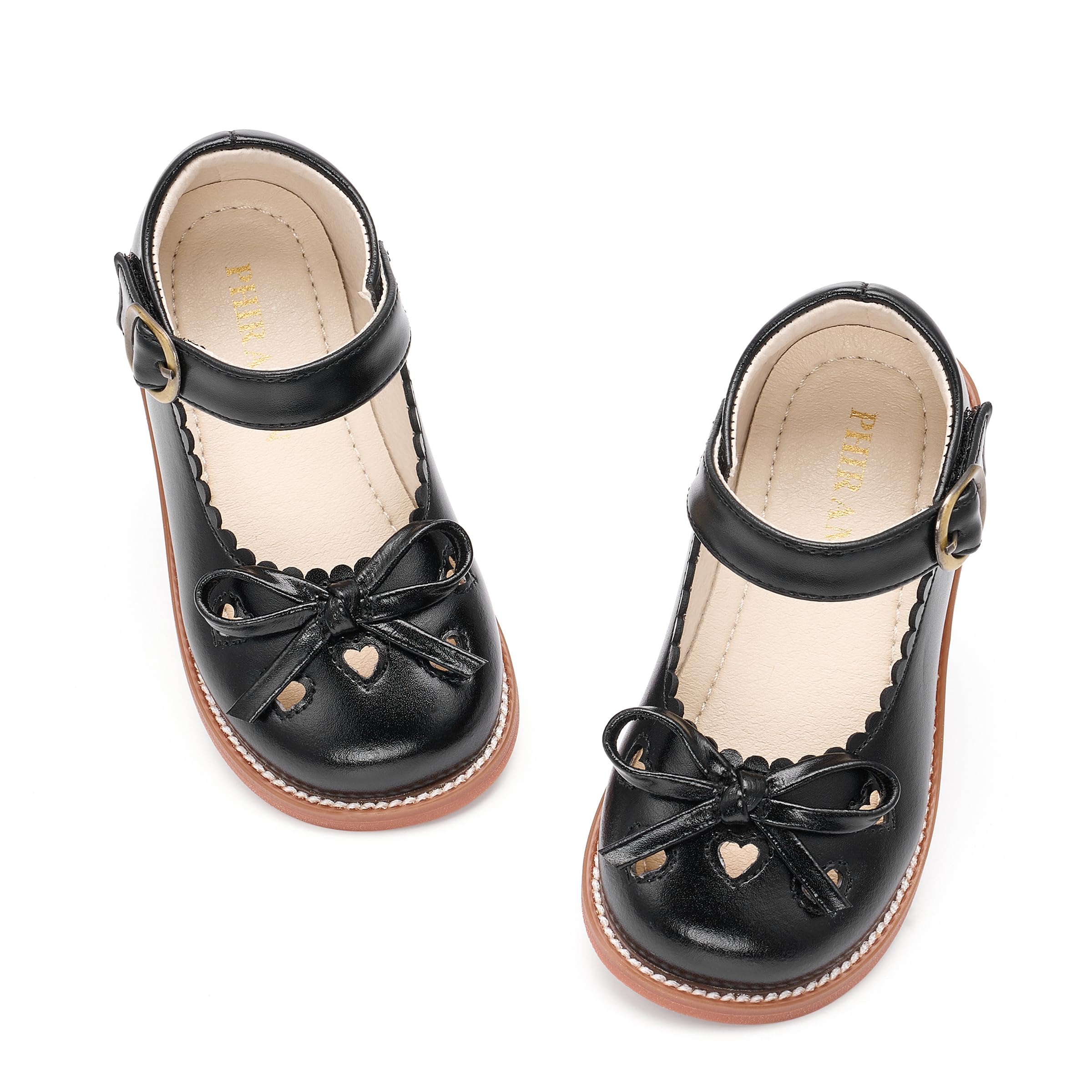 PHIRAMIN Toddler Flower Girl Dress Shoes - Little Girl Mary Janes Flats Wedding