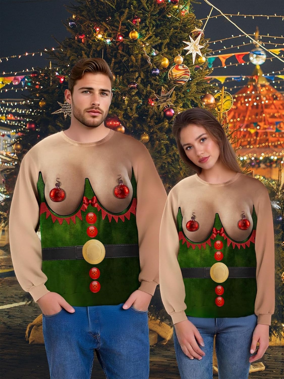 NTSWZYS Unisex Adult Ugly Christmas Sweatshirt 2025 Crewneck 3D Printed Funny Sweatshirts Long Sleeve Holiday Pullover Top