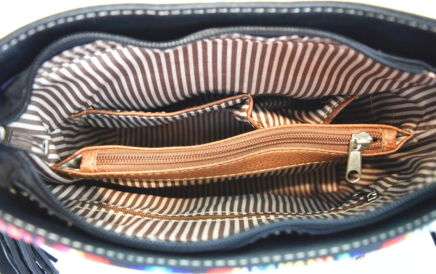 Native Conchos Studded Purse Women Rhinestone Crossbody Handbags Leather Tassel Country Adjustable Strap Single Shoulder Bag