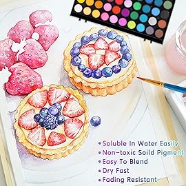 Watercolor Paint, 48 Colors Washable Watercolor Paint Set with a Brush a Refillable Water Brush Pen and Palette, Non-toxic Water Color Paints Sets for Kids Adults Artists Children Students Beginner