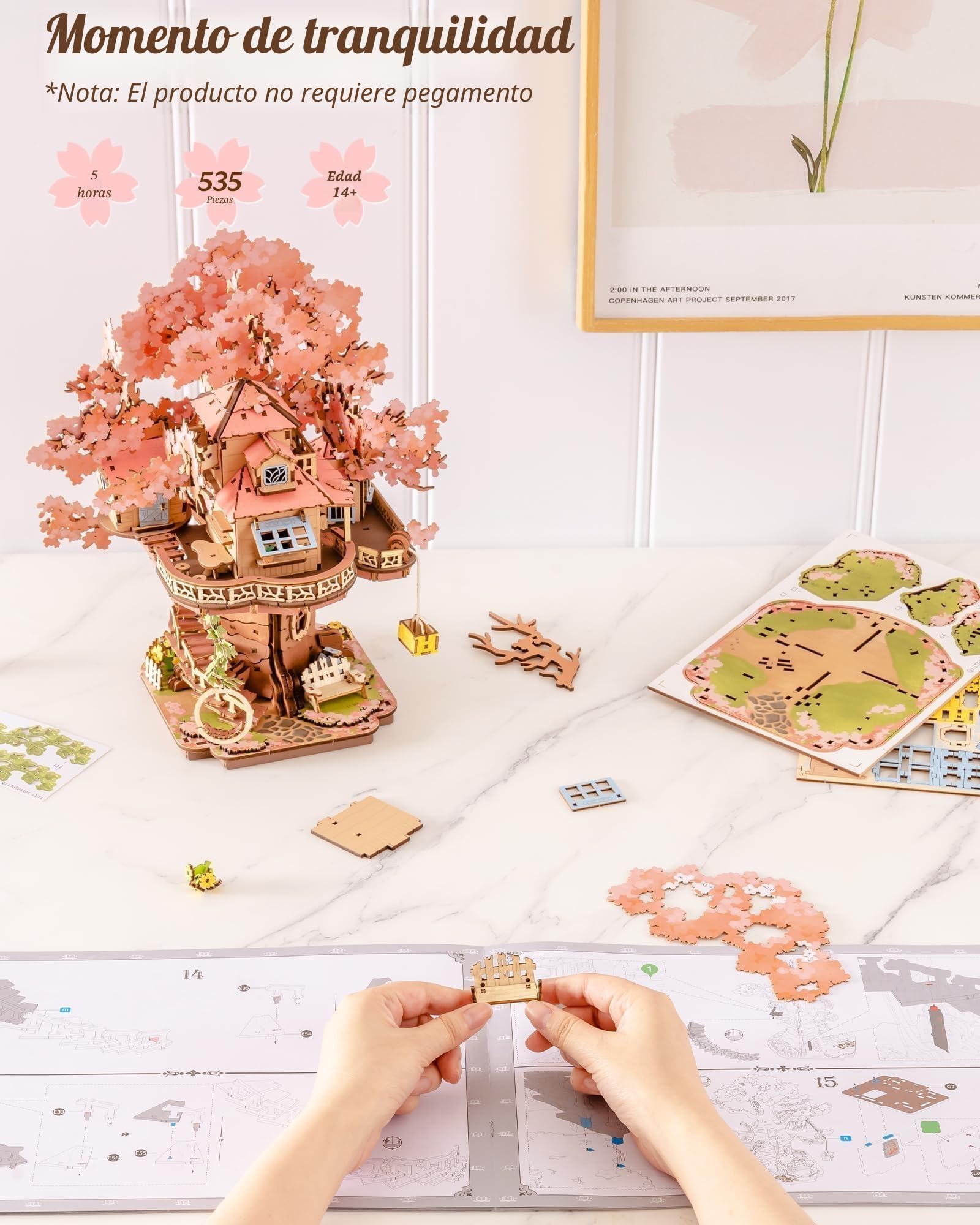ROBOTIME Puzzle 3D Madera Sakura Tree House, Kit de Maquetas para Construir Adultos, Regalo Creativo y Decoración para Adultos y Adolescentes