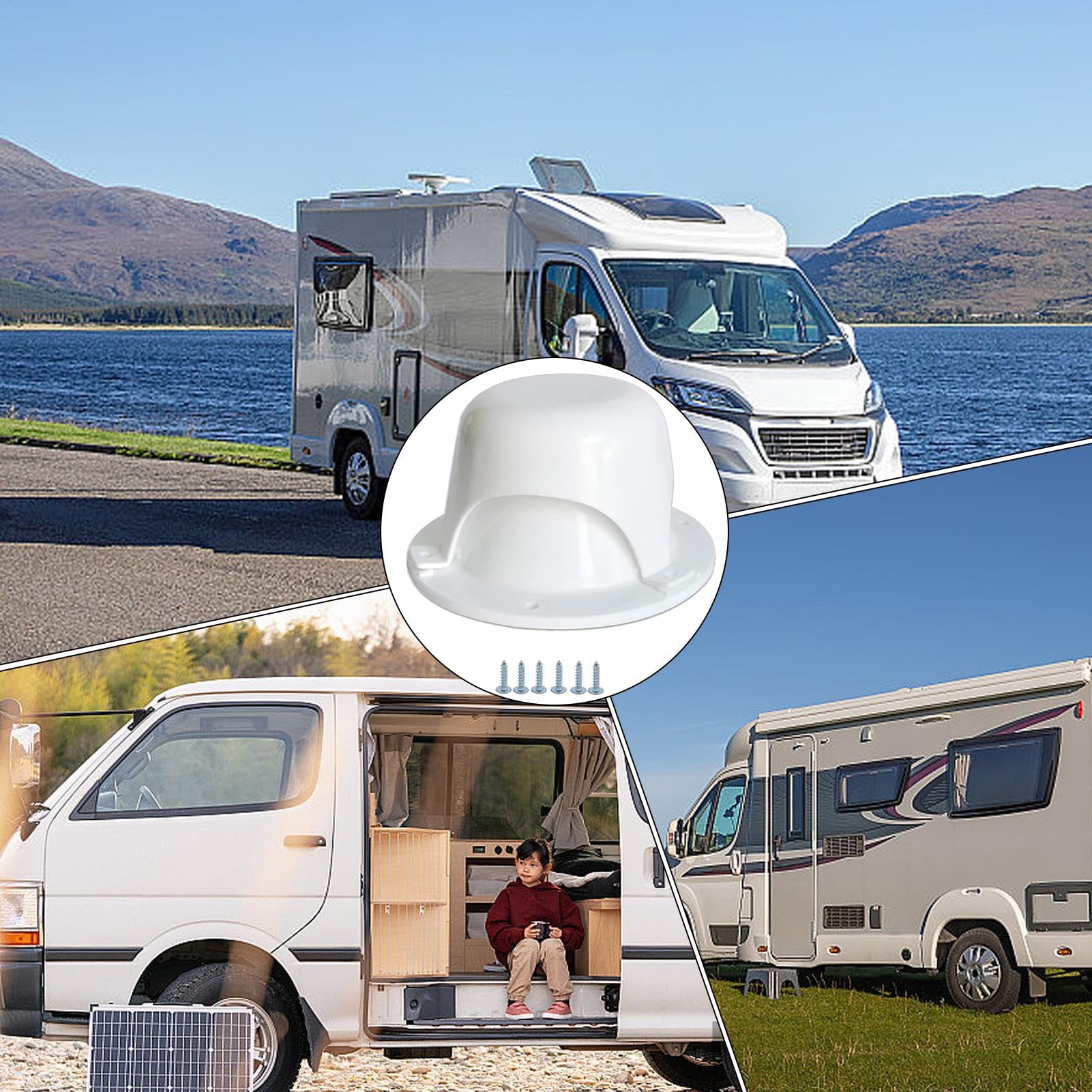 Tapa de ventilación de techo para caravana, cubierta de ventilación de alcantarillado ajustable de repuesto para remolques de RV, tapa de techo blanca para mejorar el flujo de aire y control de