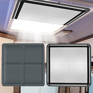 Reversible Magnetic Skylight Cover Camper Shades for Roof Vents Foldable 16''x16'' Window Blackout Blinds for Travel Trailer No Drill Insulation for Sunroof Temperature Control Save Energy