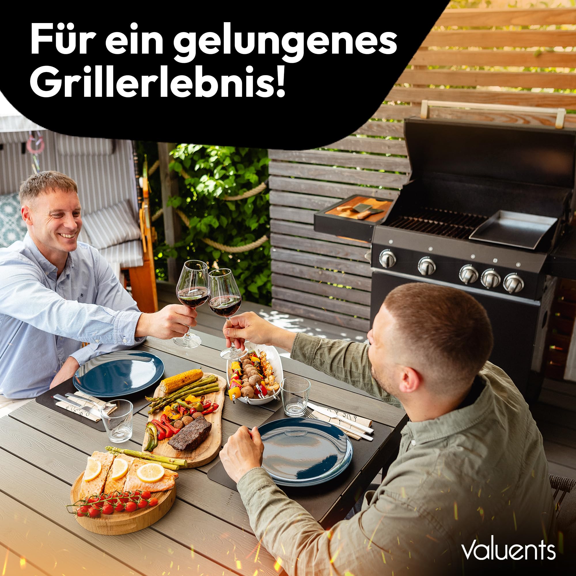 Plancha Grillplatte aus rostfreiem Edelstahl 40x30 cm für Gasgrill & Kohlegrill mit Bürste & Grillspachtel