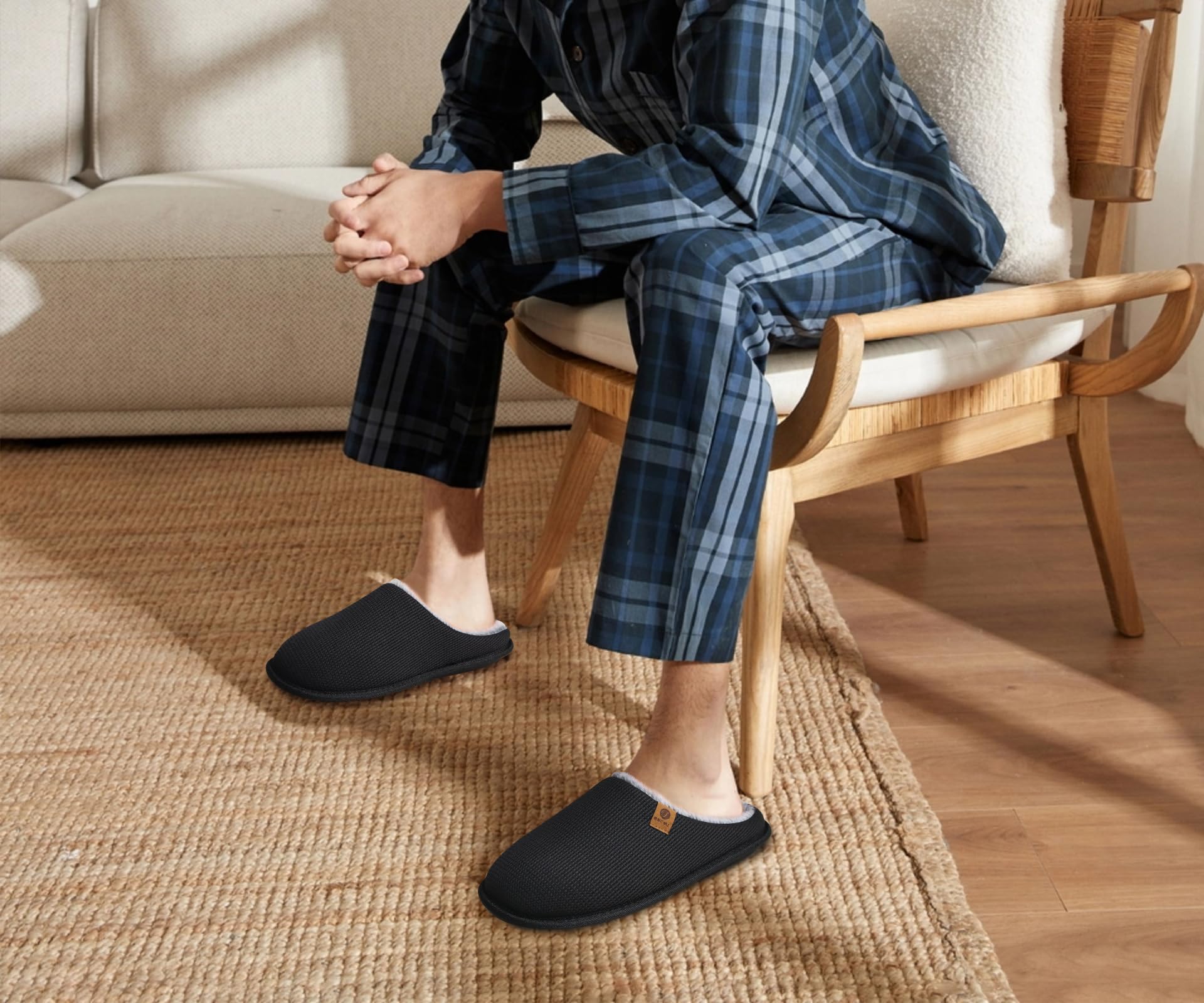 ONCAI Pantofole da Uomo Invernali Ciabatte da Casa con Memory Foam Calde Pelliccia Sintetica Cotone Scarpe Accogliente Antiscivolo Suola EU Dimensione 40-49