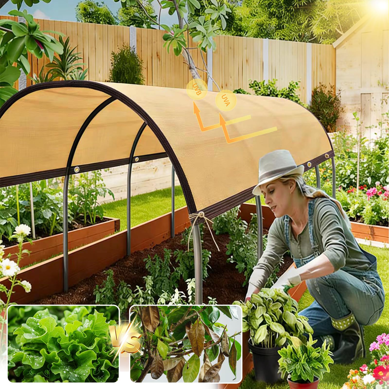 Filet D'Ombrage, Filet Protection Solaire 95% UV Tissu D'Ombrage, Toile d'ombrage de Serres Coupe-Ventpour La Couverture VéGéTale/Serre/Jardin/Pergola