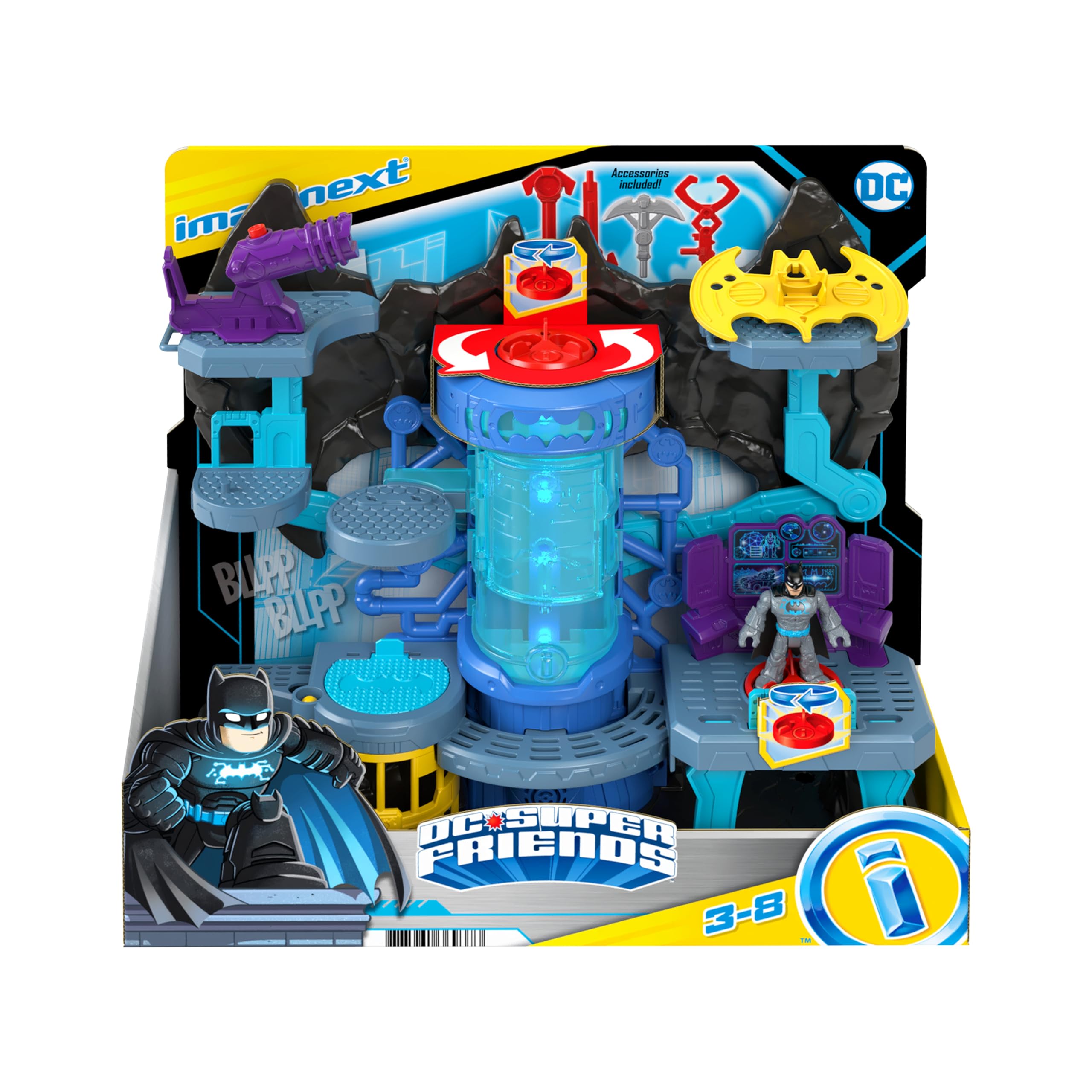 Fisher-Price Imaginext DC Batcueva Bat Tech Casa de Juguete con Luces y Sonidos para Figuras, Incluye 1 muñeco de Batman (Mattel GYV24)